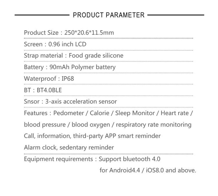 Swimming Smart Bracelet with Blood Pressure Monitor