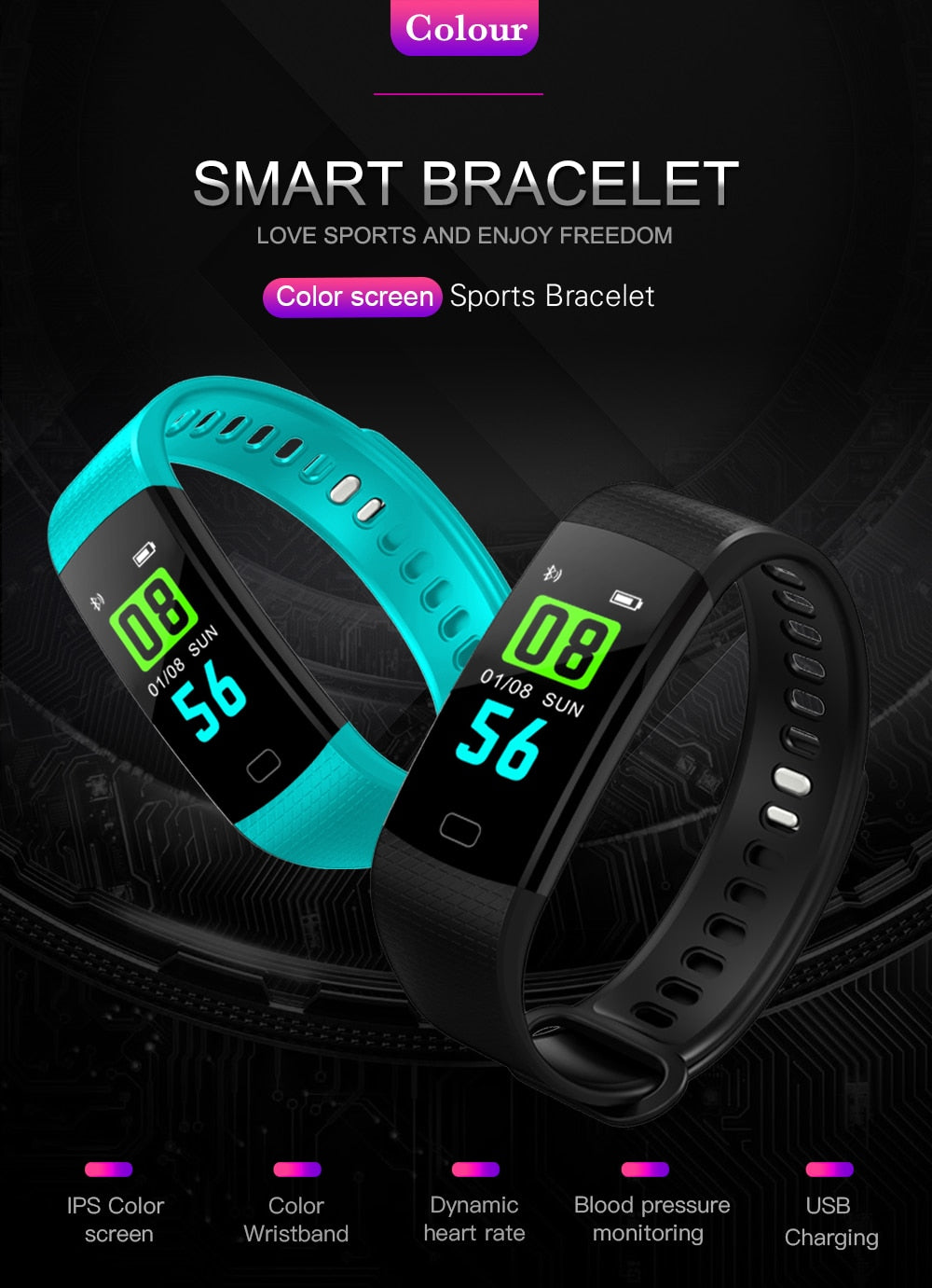 Wristband Heart Rate Activity Fitness Tracker